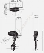 Лодочный мотор Tohatsu M2.5A2 S 2.5 л.с. двухтактный